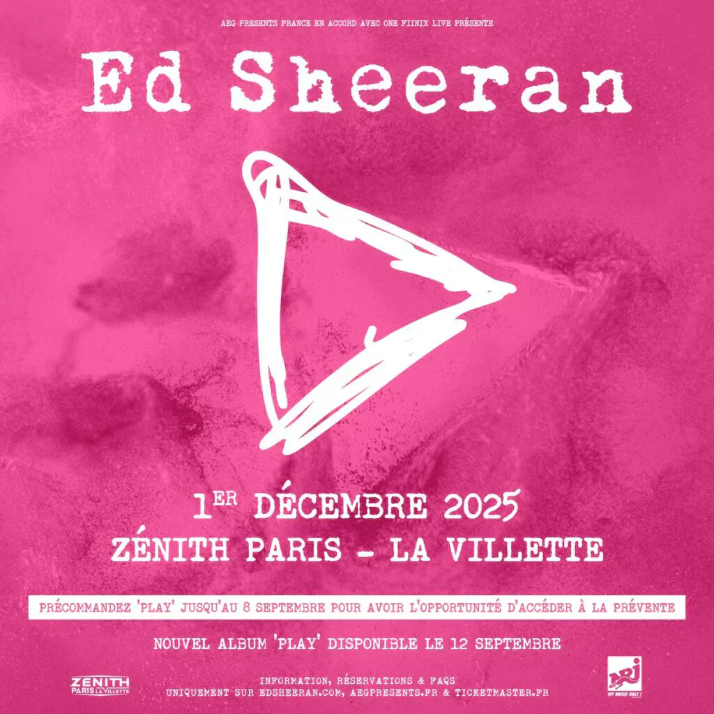 Ed Sheeran - Loop Tour 2026 - Zénith Paris la Villette - Vendredi 16 janvier 2026 à 20h